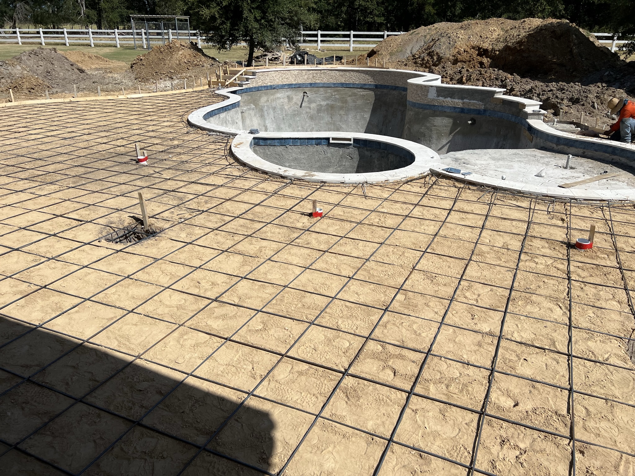 Rebar preparation before pool deck pour